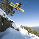 Getting some air above the beautiful scenery of the High Country surrounding Mt Buller.