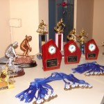 Race weekend trophies and medals