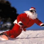 Santa snowboarding at Mt Buller